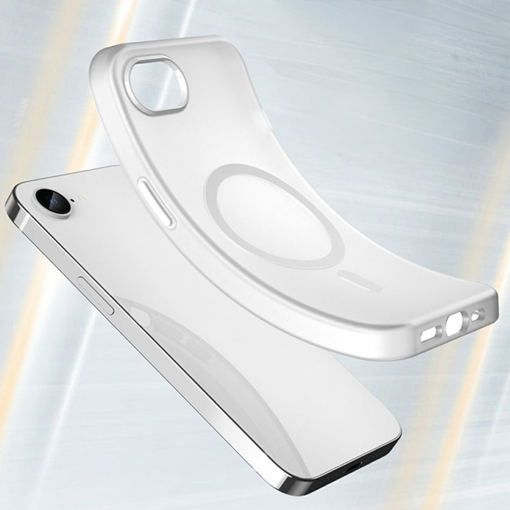 iPhone 16e MagSafe Hybrid Hülle TPU Bumper Slim Design Matt - Weiss / Transparent