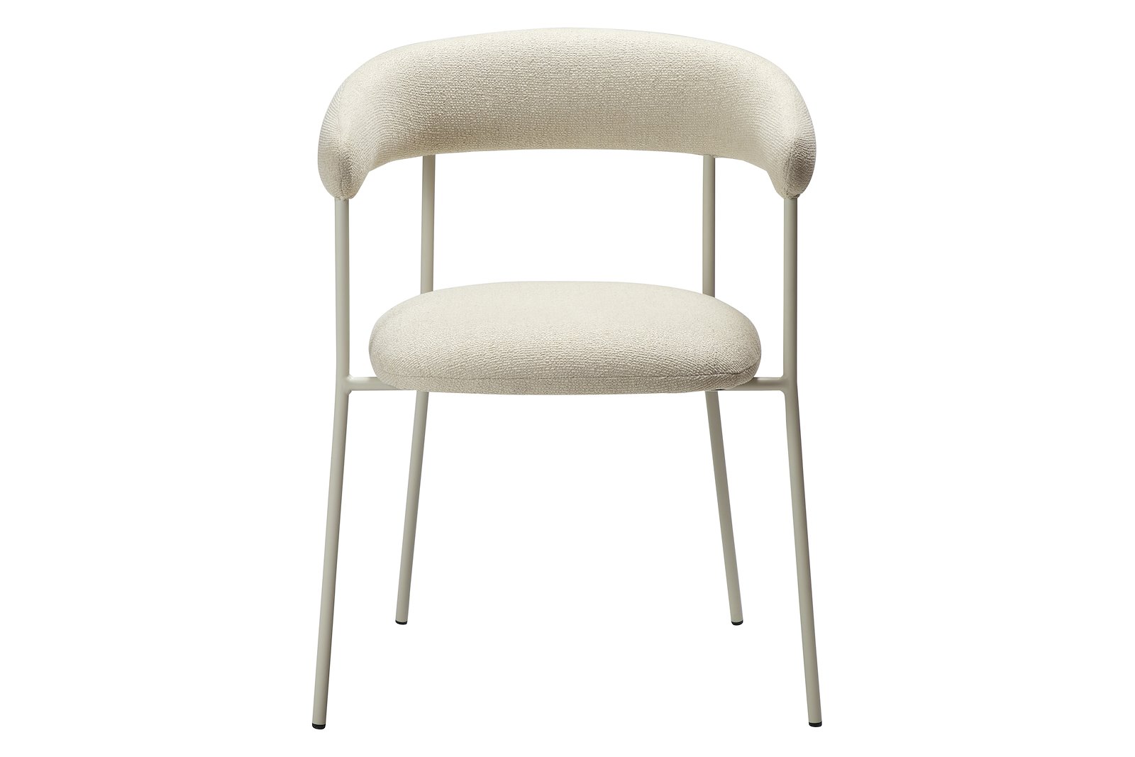 Plenti spisestol Med arm. Tekstil Bouclé Bone og bone hvit ben.