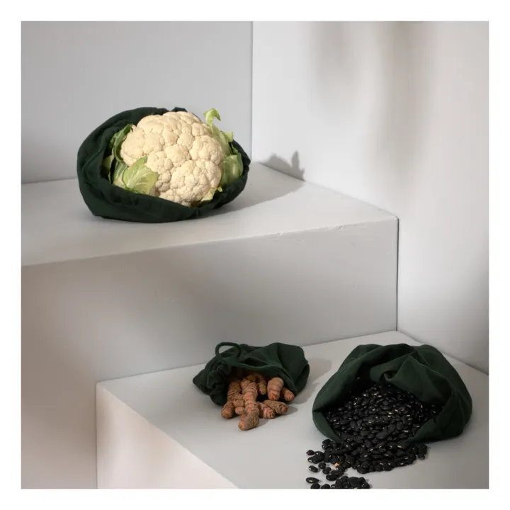 The Organic Company Food bag en coton bio - Set de 3 | Vert foncé