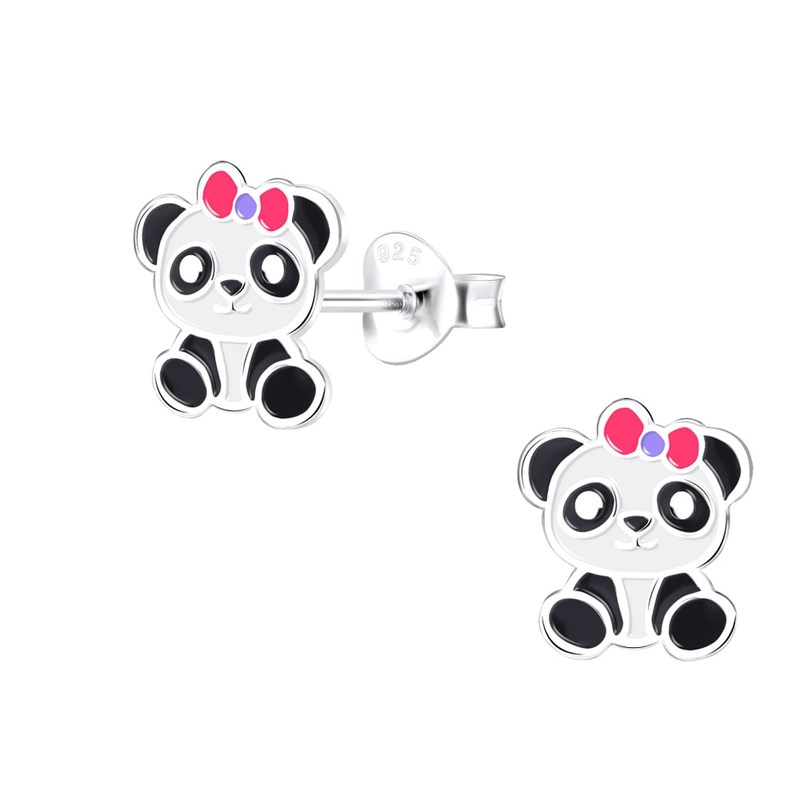 Boucles d'oreilles enfant panda en argent 925