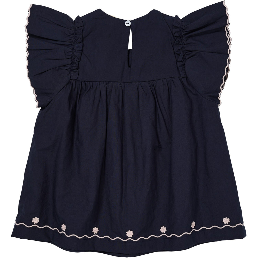 Køb COPENHAGEN COLORS Navy Comb. Poplin Emb. T-shirt m. Flæse Ærmer