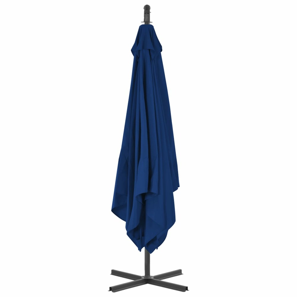Parasol meuble de jardin déporté avec mât en acier 250 x 250 cm azuré