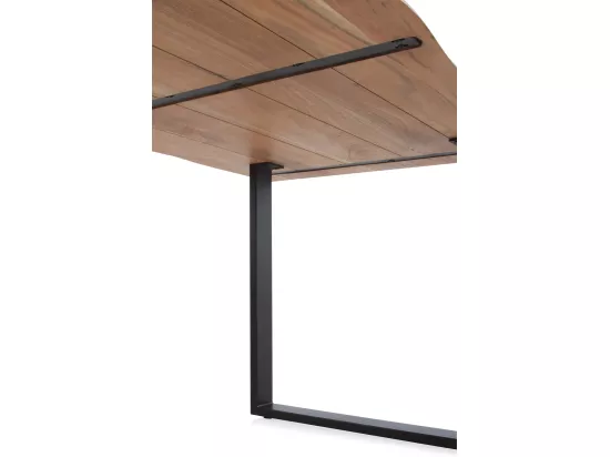 Table en acacia massif 140 x 80 cm avec pieds en métal noir