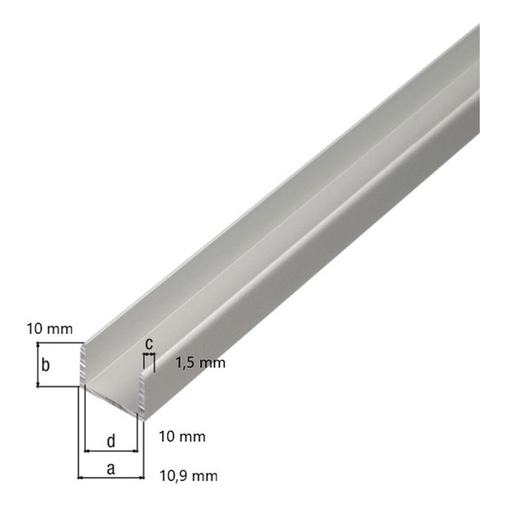 U-PROFIL GAH ALBERTS SELVKLEBENDE ALUMINIUM 1000X10,9X1,5MM