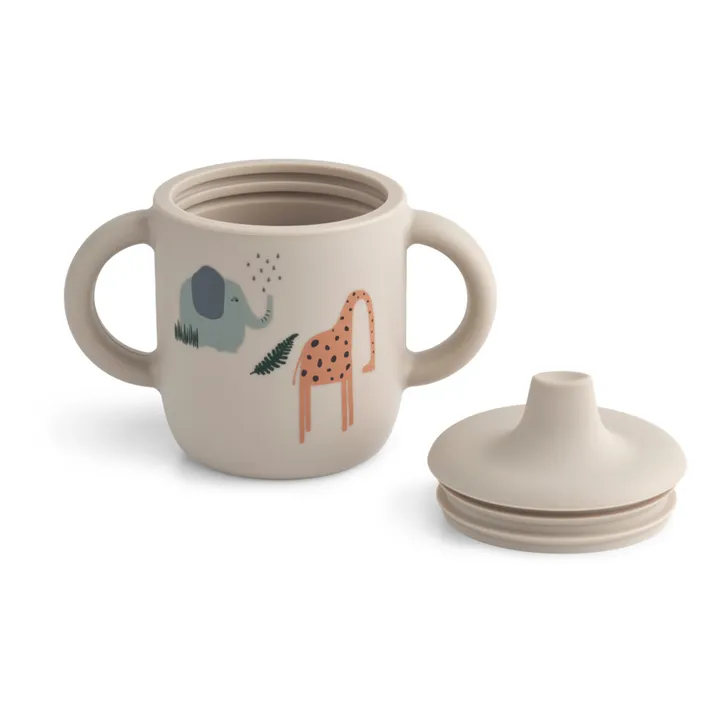 Liewood Tasse d'apprentissage Neil en silicone | Safari sandy mix