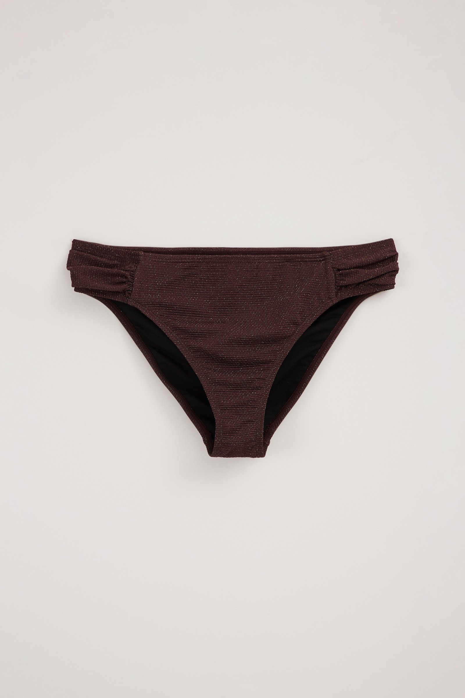 mid rise bikinibroekje met glittergaren WE Fashion Bruin
