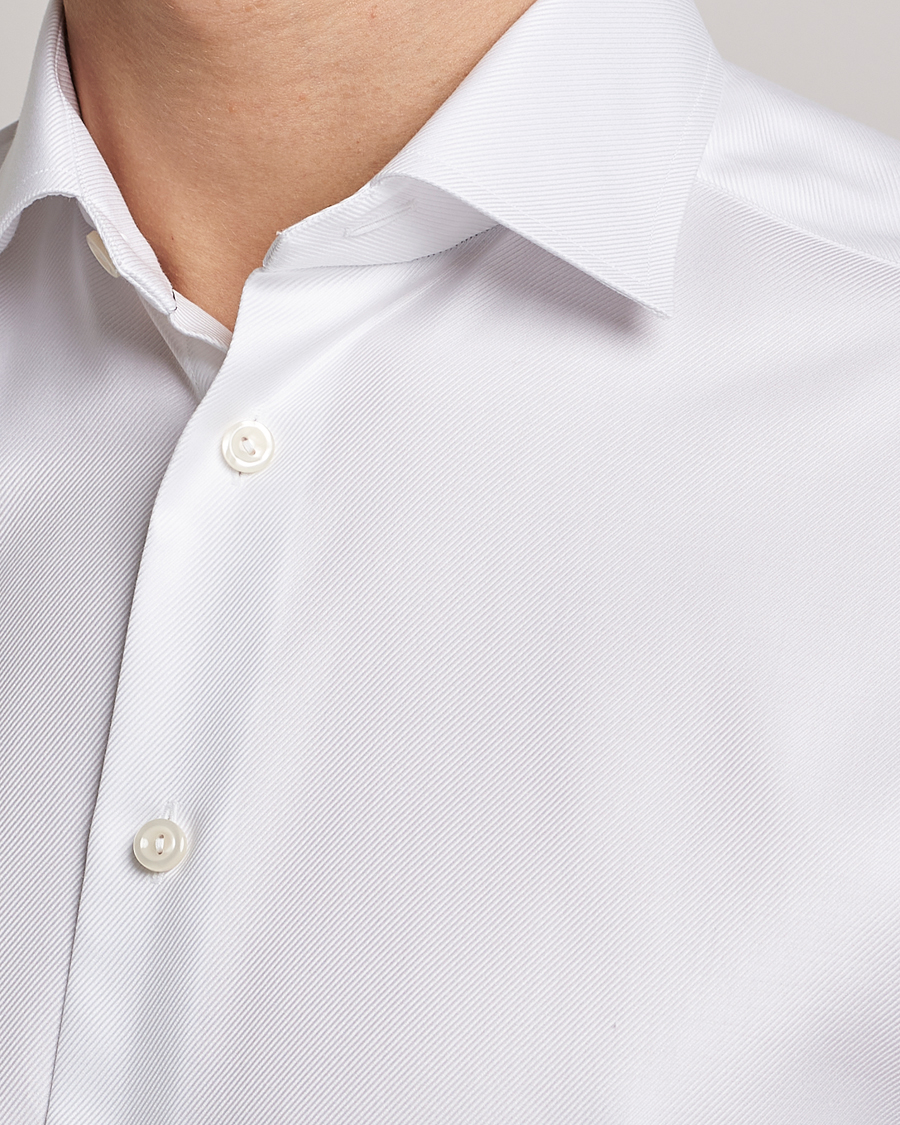 Eton Slim Fit Textured Twill Shirt White