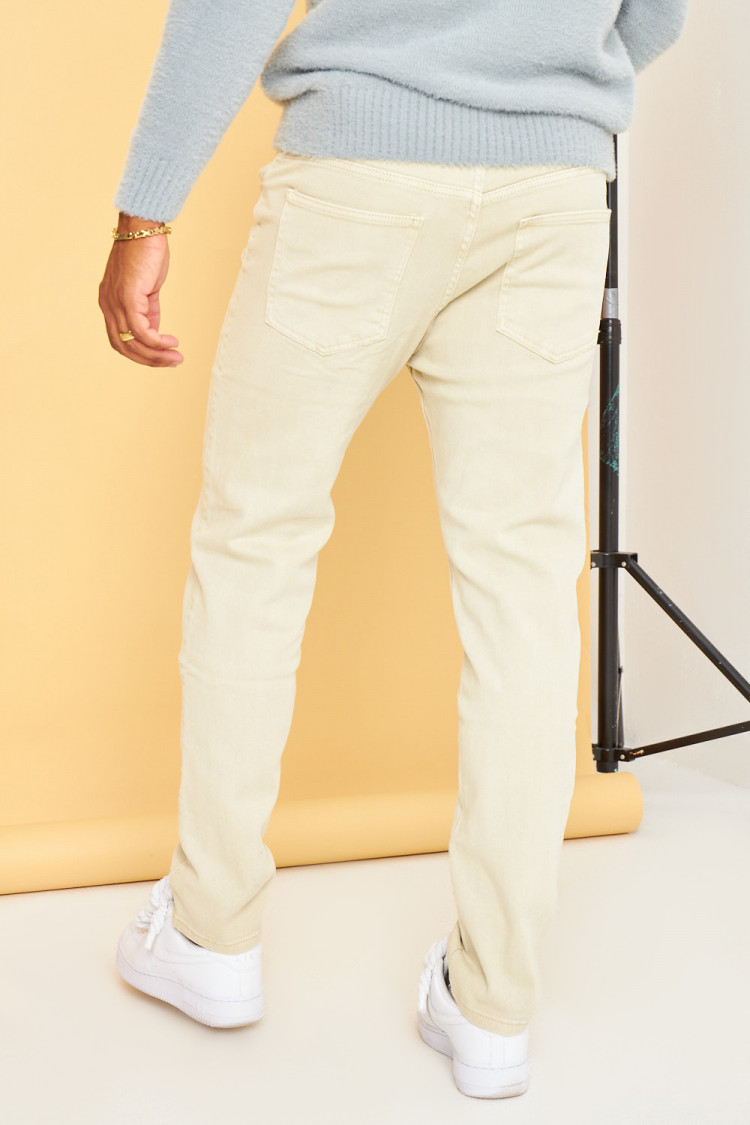 Jeans coupe droite beige clair