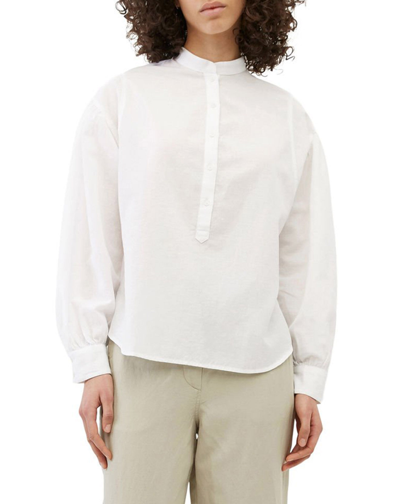 Marc O'Polo Chemise en Coton & Lin Col Tunis blanche