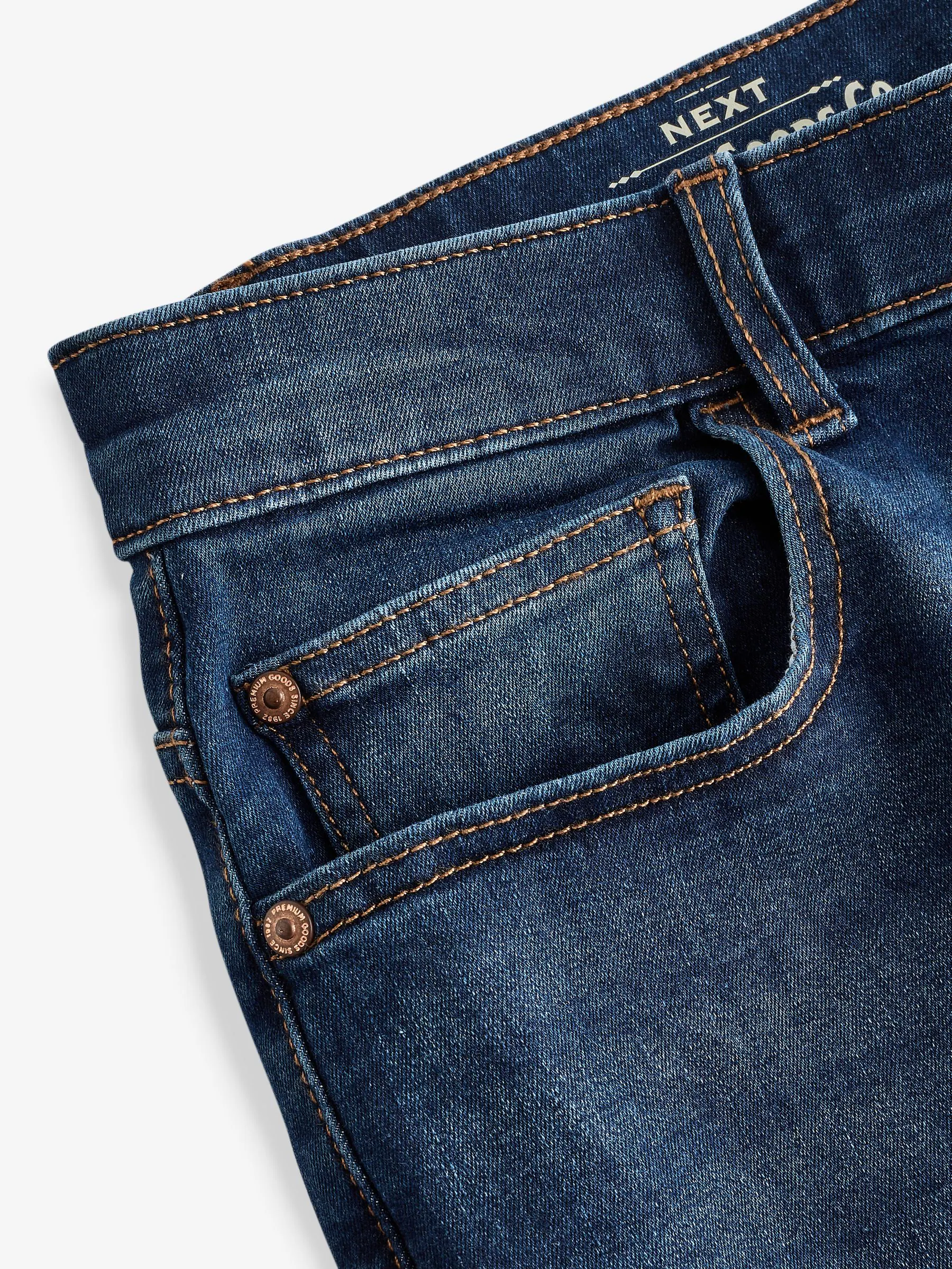 Mediumblauw - Klassieke stretchjeans met standaard taps toelopende pasvorm