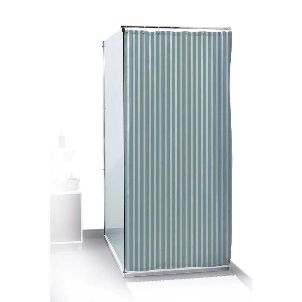 Rideau de douche rayé blanc et bleu 180x200cm 100% polyester