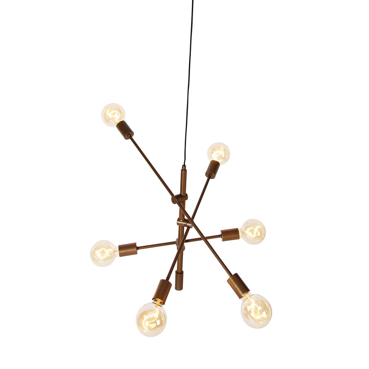 Industriële hanglamp donkerbrons 6-lichts - Sydney