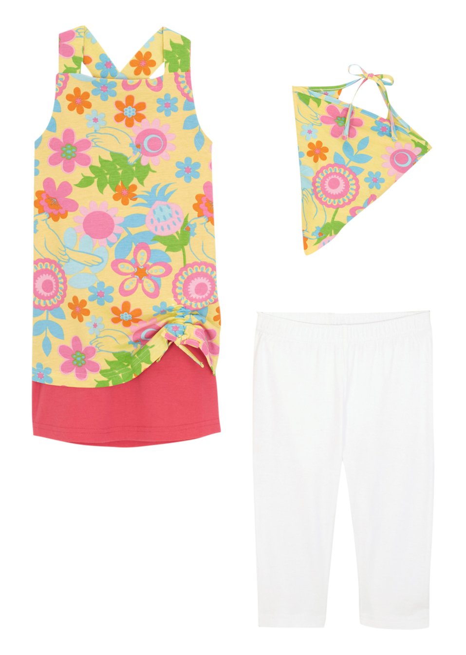 Robe fille, legging, foulard (Ens. 3 pces.)