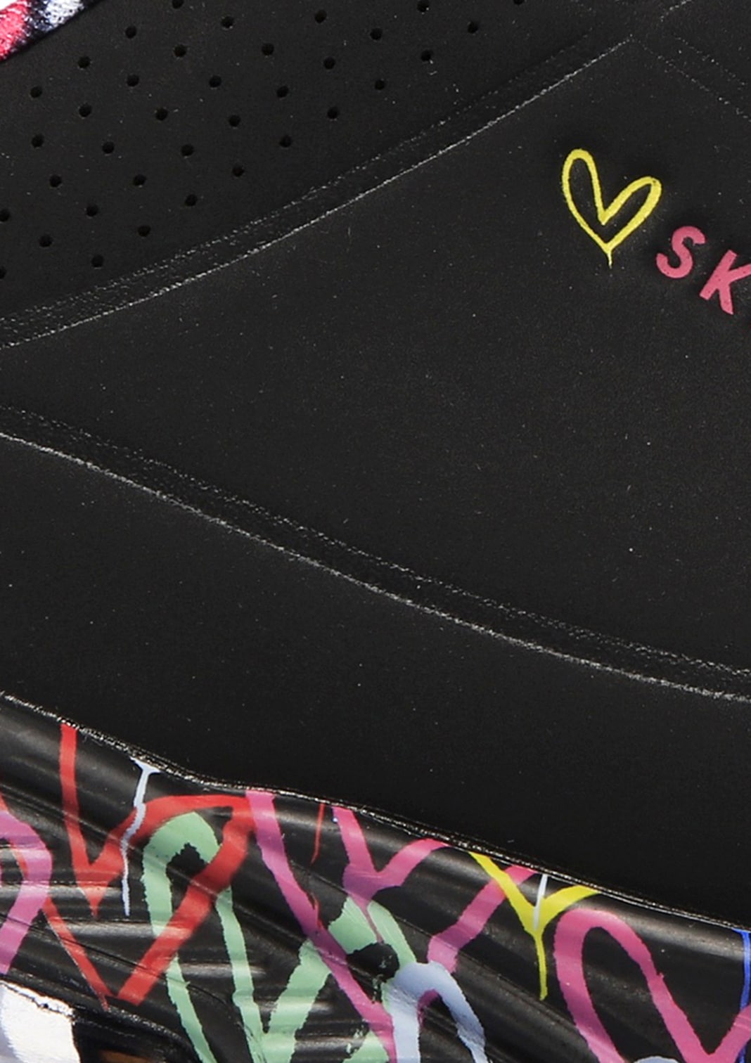 Skechers Wedgesneaker »UNO-LOVING LOVE«  Freizeitschuh, Halbschuh, Schnürschuh mit coolem Graffiti-Print
