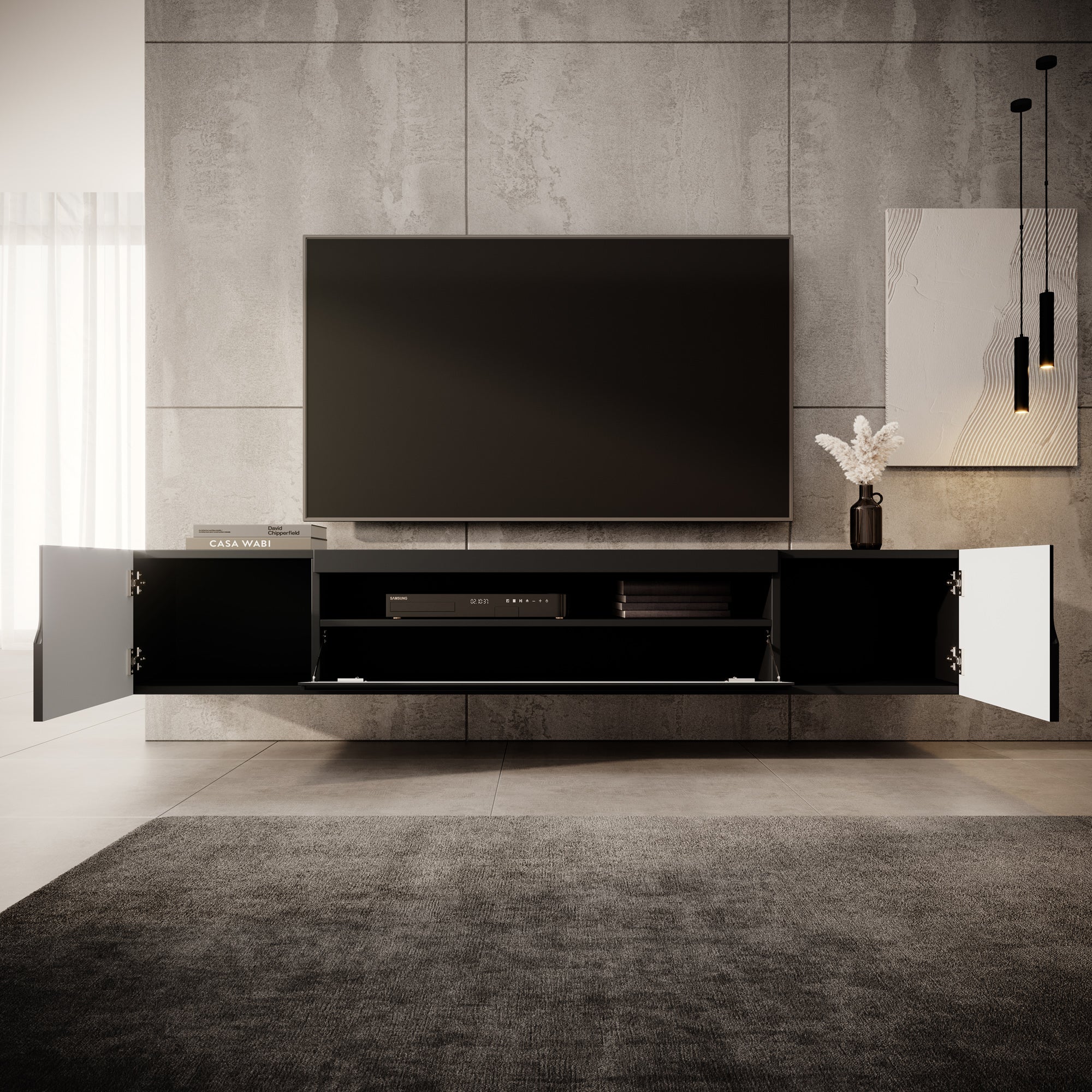 Dylan - TV-Meubel - Mat zwart - 200x37x36 cm