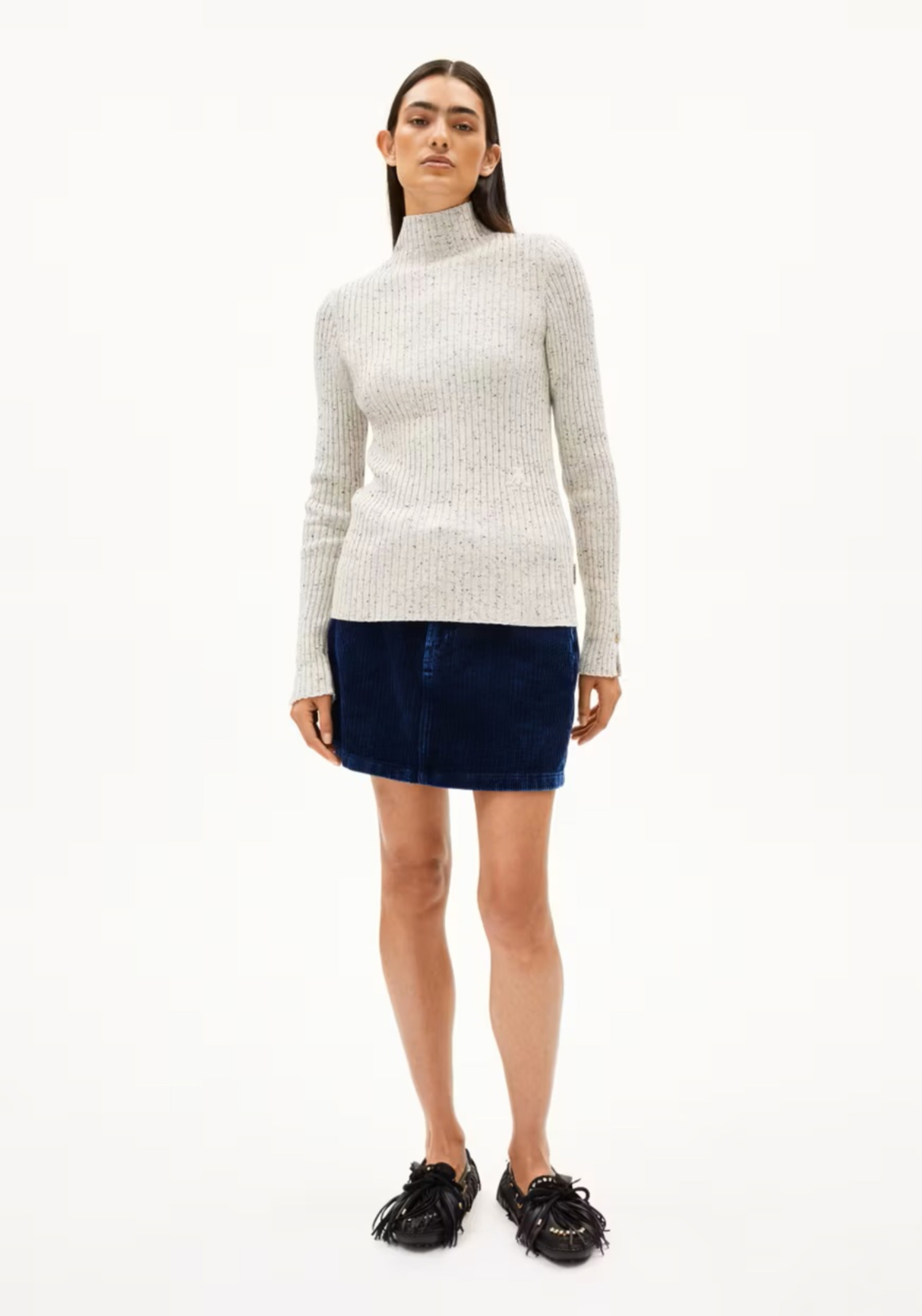 Armedangels Strickpullover Alaania Tweed Oatmilk-Black