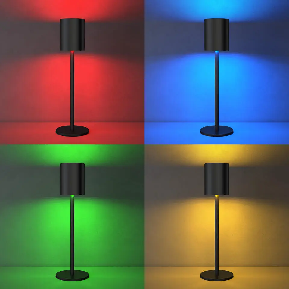 tectake Moderne tafellamp Corly, LED, 7 lichtkleuren, dimbaar, Zwart