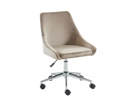 Chaise de bureau MASURIE - Velours - Beige - Hauteur ajustable