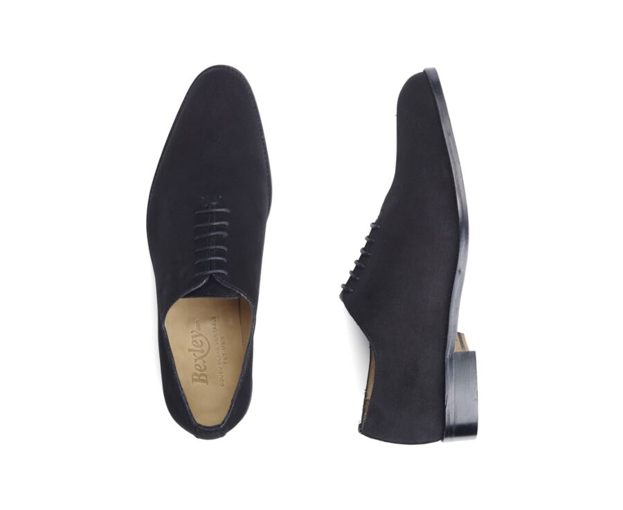 Richelieu homme velours Noir semelle cuir - PETER