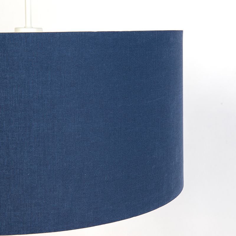 Moderne hanglamp wit met antiek blauwe kap 50 cm - Combi 1