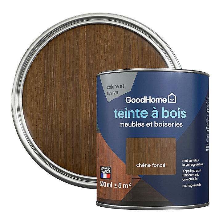 Teinte à bois meubles et boiseries GoodHome chêne foncé 500ml