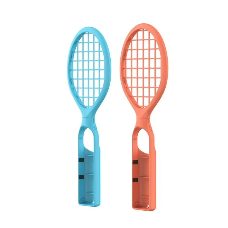 (2er Set) Tennisschläger Controller Griff kompatibel mit Nintendo Switch 2 / OLED / Switch Joy-Con - Orange / Blau
