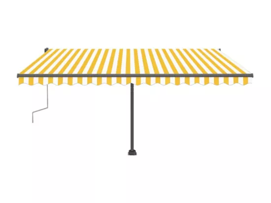 Auvent manuel rétractable sur pied 400x300 cm Jaune et blanc