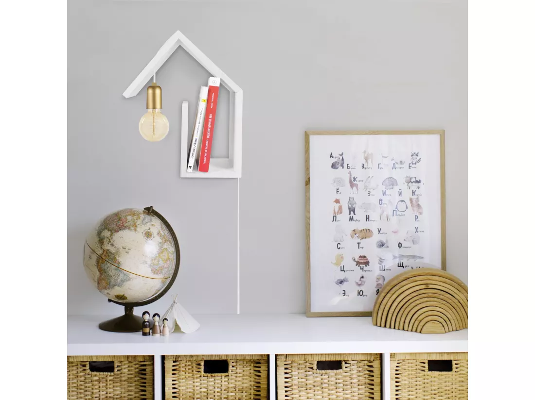 Applique bois blanc gauche 29cm.