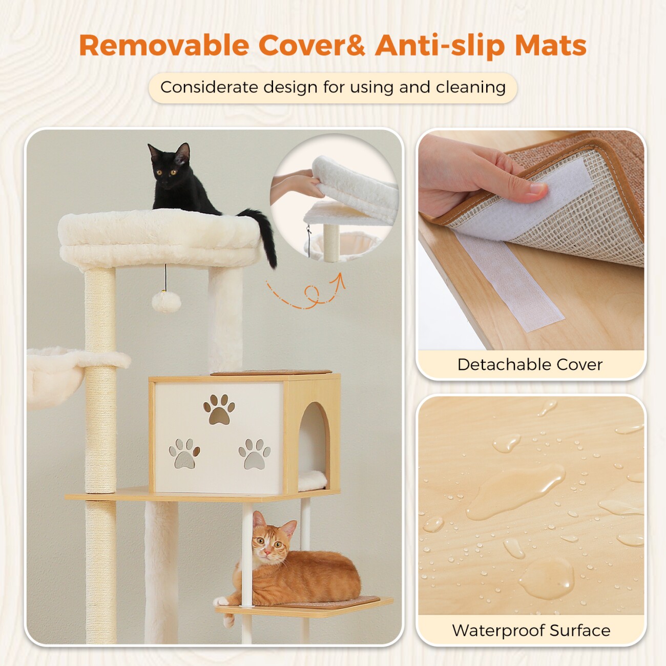 Pawz Road 190 Kratzbaum mit Futterplatz beige