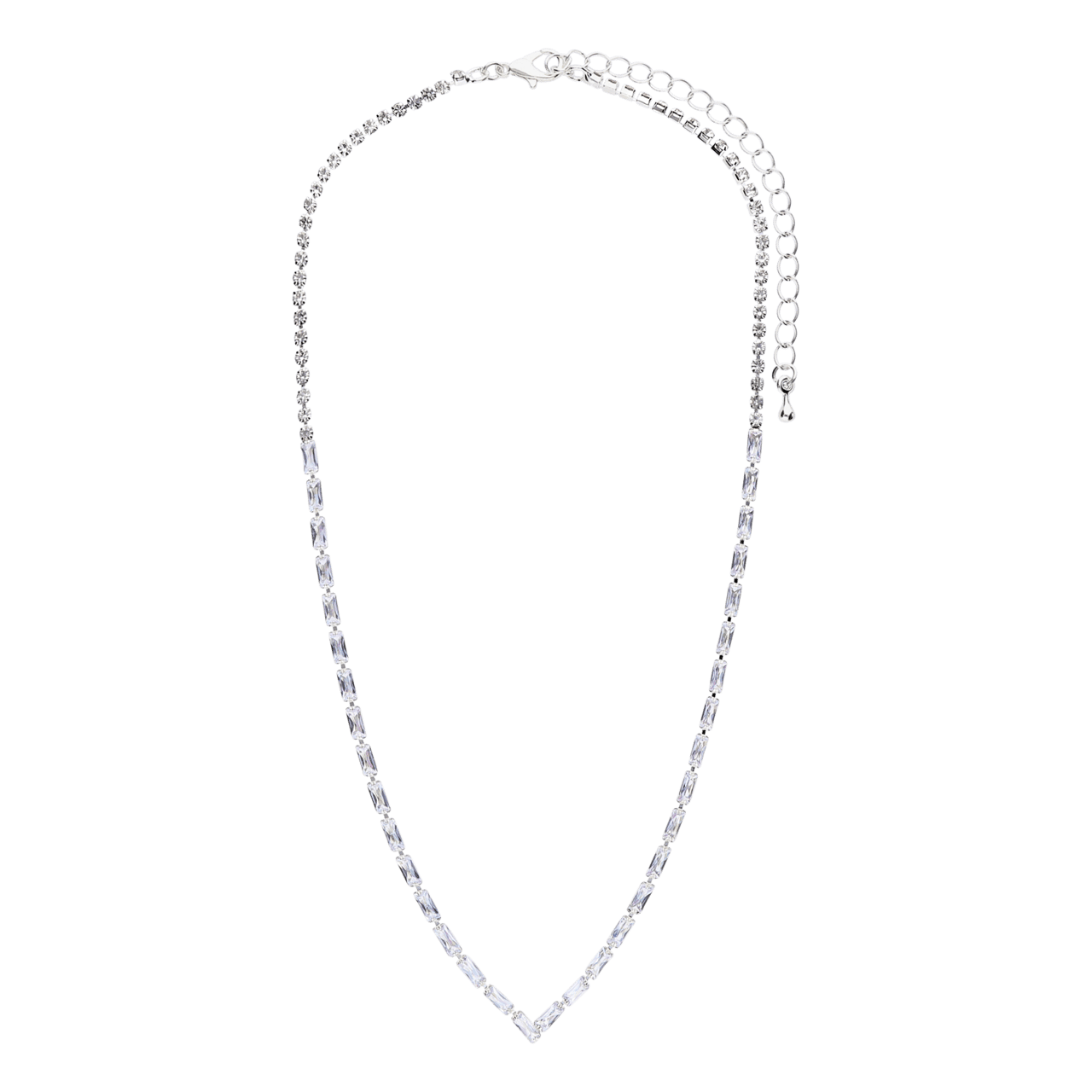 Zilverkleurige bijoux set ketting met oorbellen