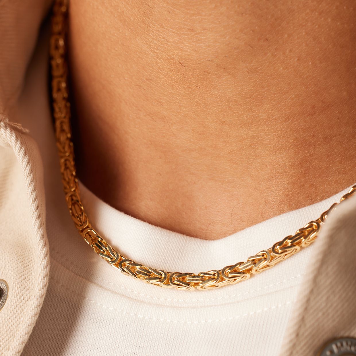 Gerecycled zilveren goldplated herencollier koningsschakel