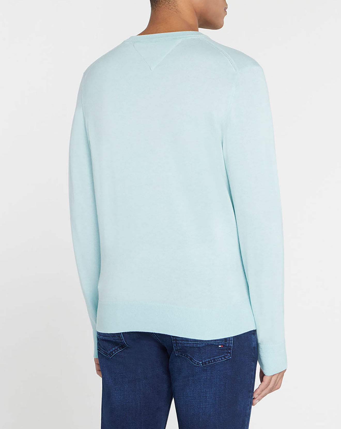 Tommy Hilfiger Pull col V en Coton Bio & Soie céladon