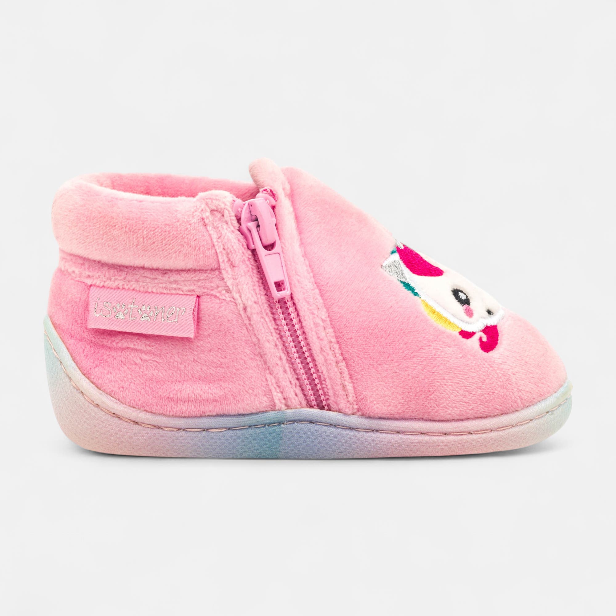 Pantoufles botillons zippés Bébé fille rose