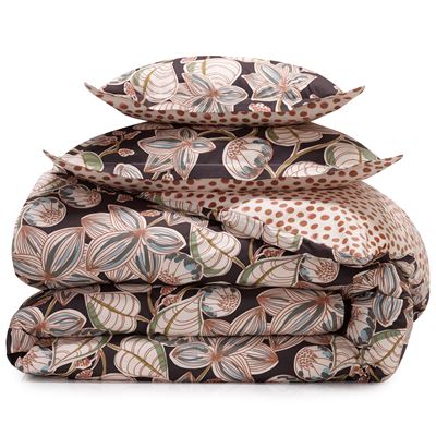 Linge de lit percale motif feuillage - BECQUET CRÉATION