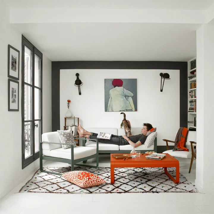 Fermob - Bellevie Sofa, baumwollweiss / flanell grau
