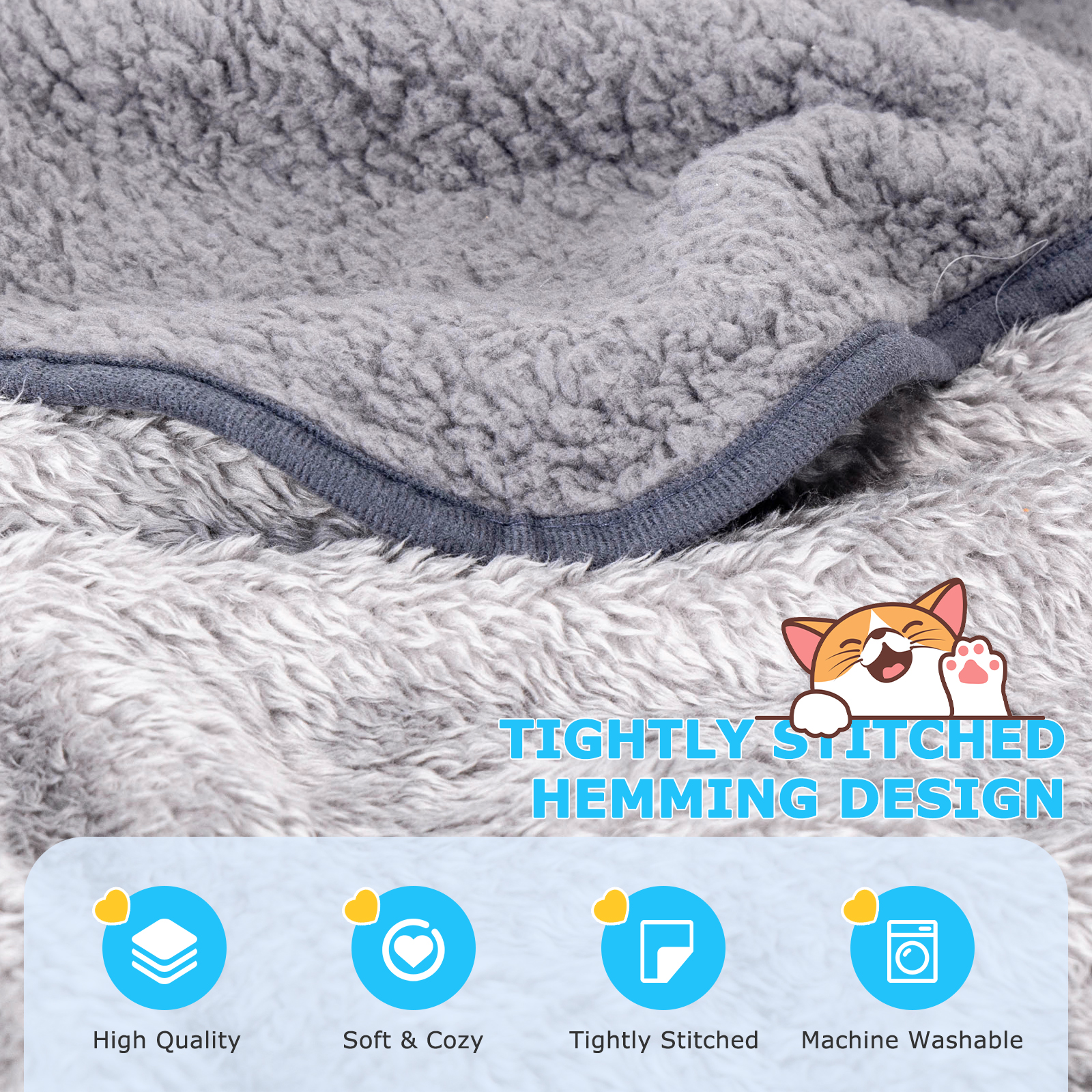 Conjunto de 2 Cobertores de Pelúcia Macia Nobleza para Cães e Gatos, Cobertor Grosso e Aprimorado para Cães, Cobertores Fofos para Cães e Outros Animais de Estimação, Cobertor Lavável para Cães, Cinza Escuro e Cinza Claro, 100x80 cm