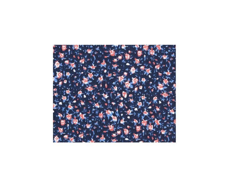 Chemise coton bleue imprimée fleurs corail - WILROSE