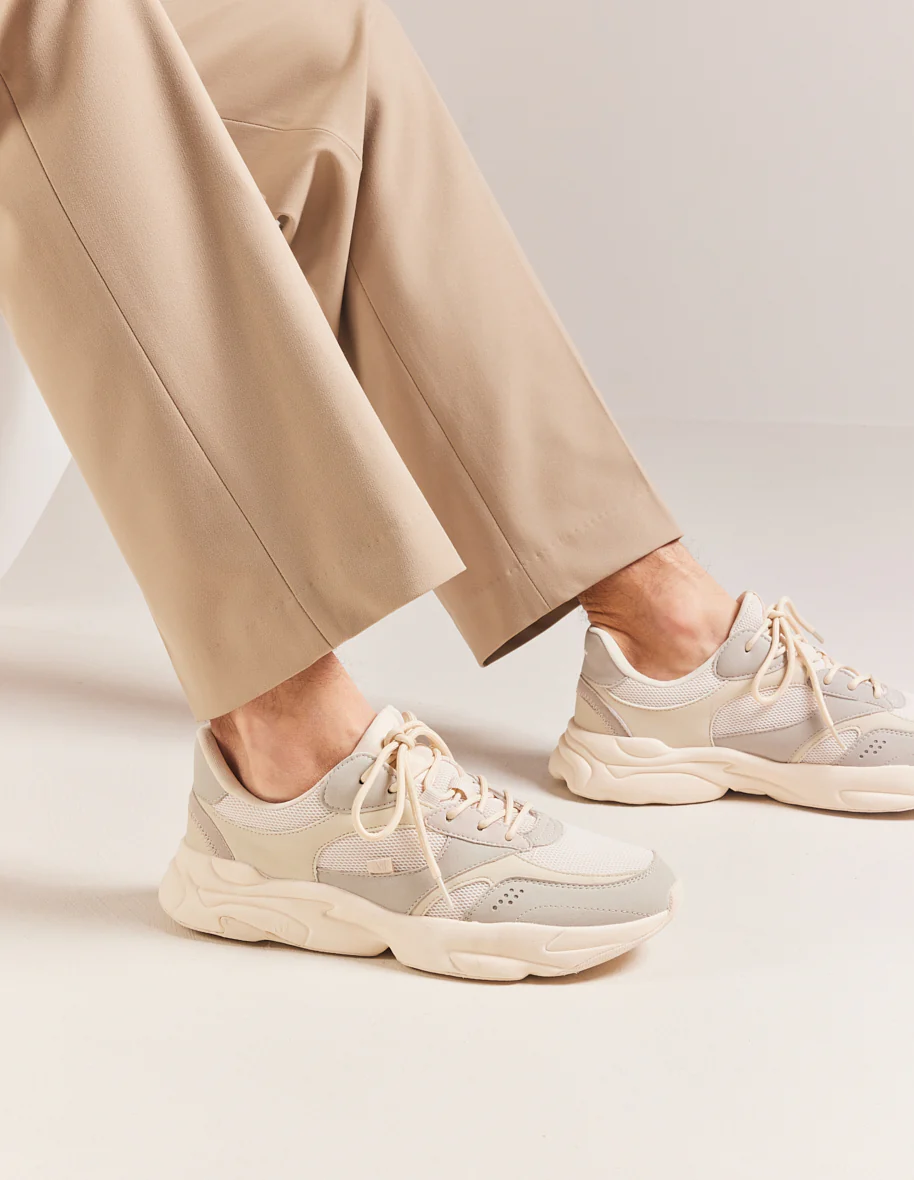 Baskets basses Nathanael - Suède vegan et mesh beige