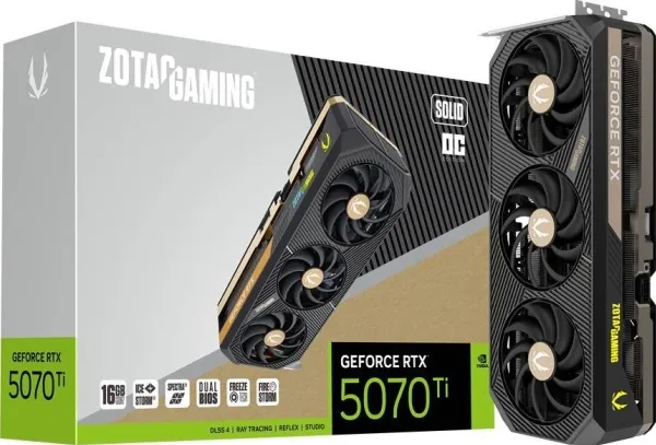 ZOTAC GAMING GeForce RTX 5070 Ti SOLID OC - Grafikkort - GeForce RTX 5070 Ti - 16 GB GDDR7 - PCIe 5.0 x16 - 3 x DisplayPort, HDMI