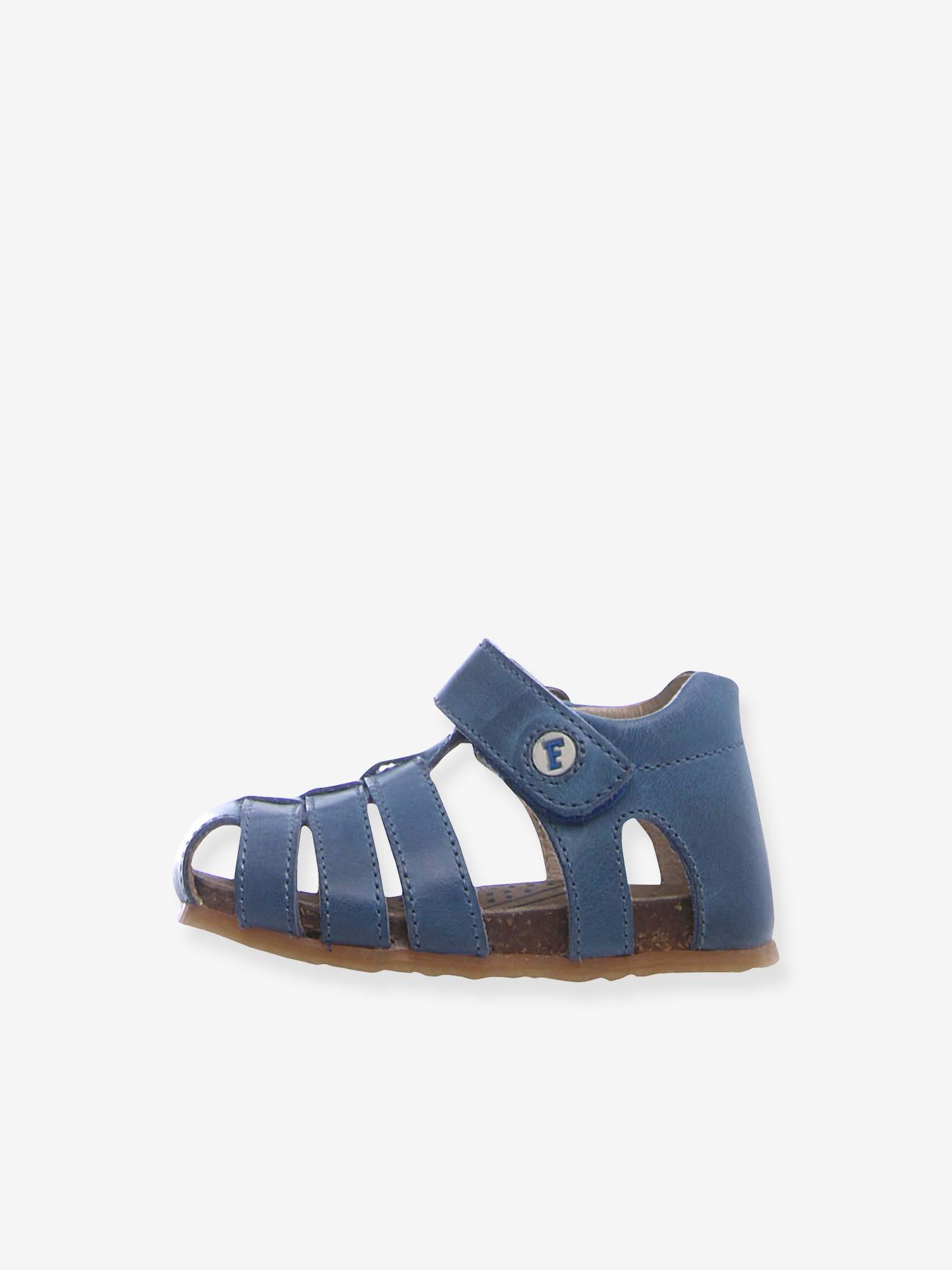 Sandálias Falcotto NATURINO® para primeiros passos do bebê, azul médio liso