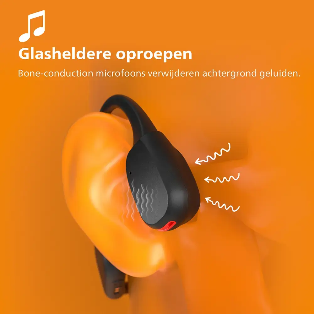 Philips GO Sports Open Ear Koptelefoon met LED Zwart/Rood