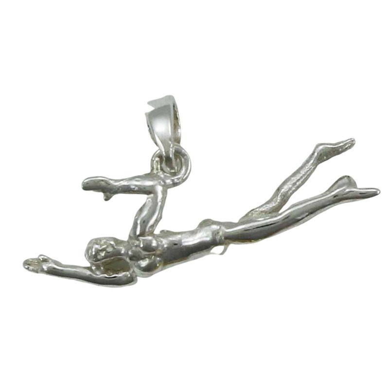 Pendentif natation nageuse de crawl nouvelle édition - Argent massif