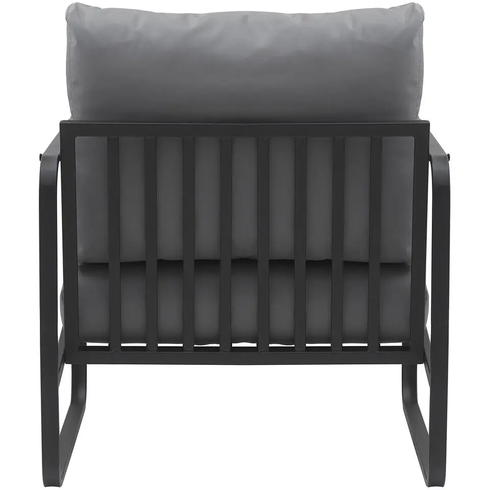 CLP Lounger Manea zwart Frame - Kunstleer - grijs