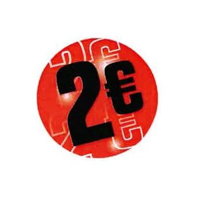 Logistipack - Boîte de 500 étiquettes de signalisation autocollantes - 35 mm (diamètre) - 2 euros - rouge
