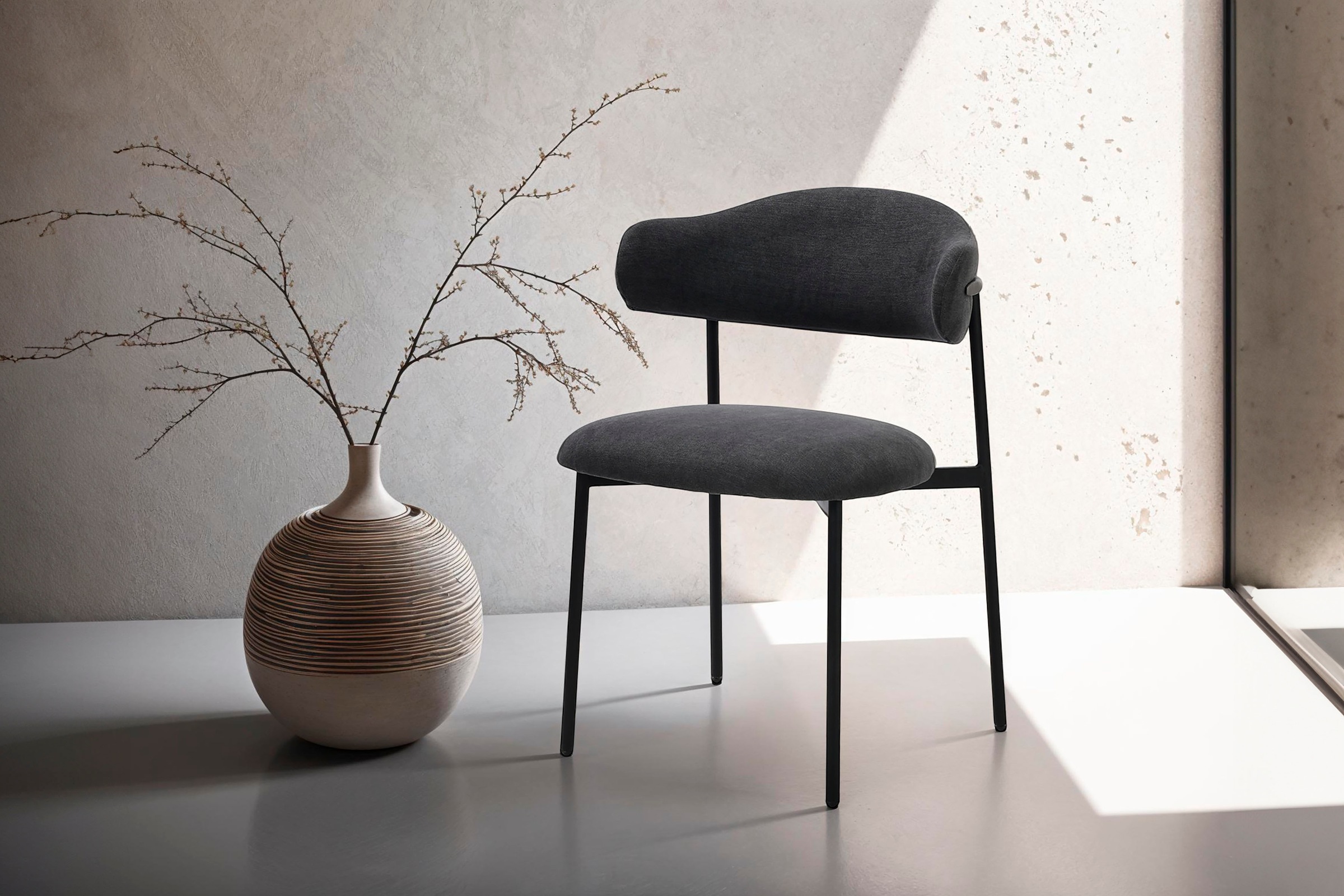 byLIVING Esszimmerstuhl »Jersey (2er-Set)« (Set) Gestell Metall schwarz, Küchenstuhl, Webstoffbezug, diverse Farben