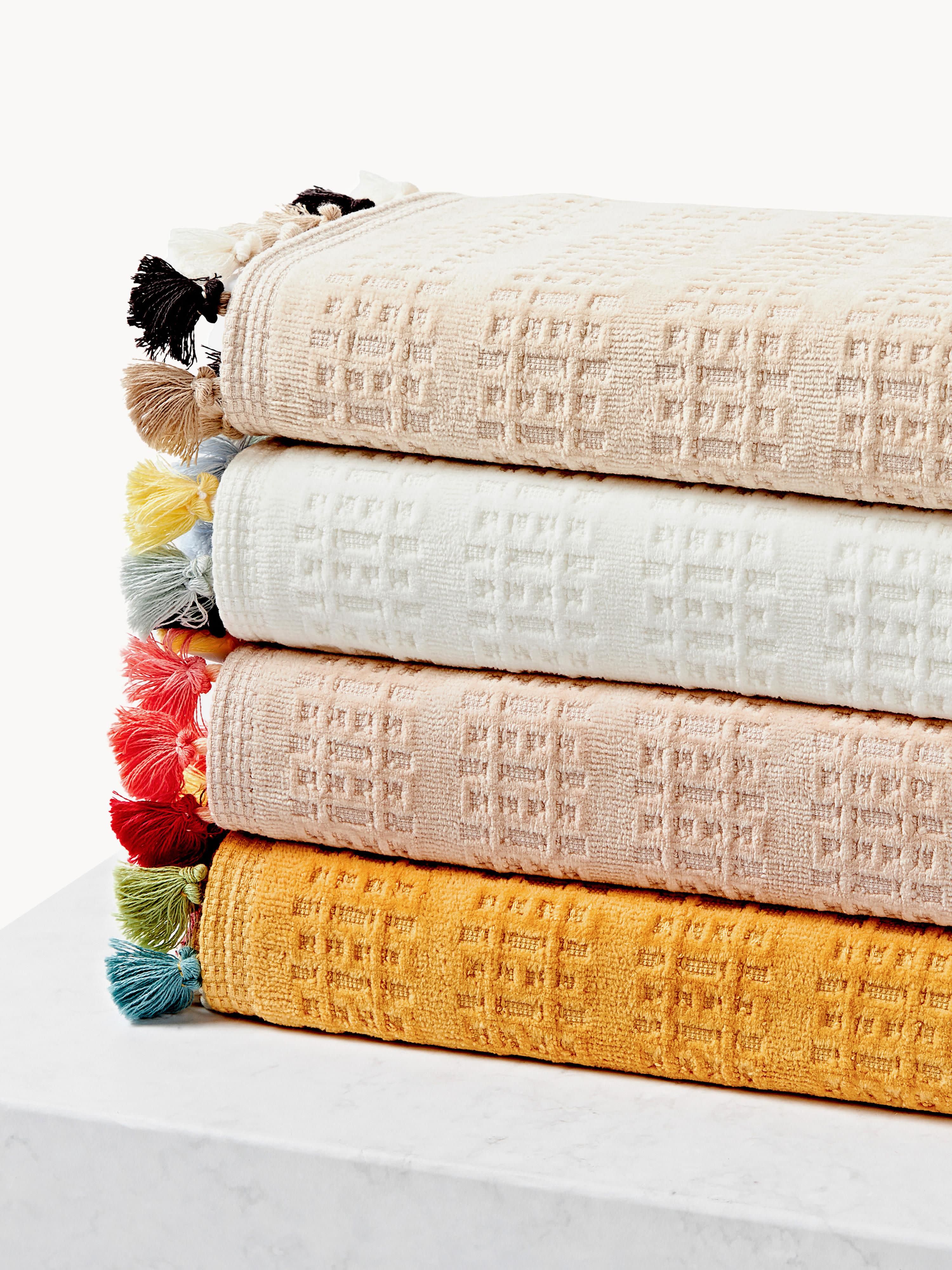 Velours handdoekenset Tallulah met decoratieve franjes, in verschillende formaten