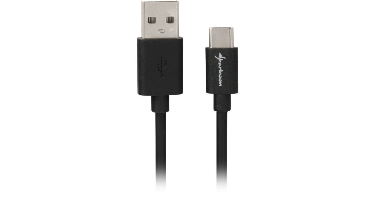 SharkoonUSB-A 2.0 - USB-C kabel  (Zwart, 1,5 meter)