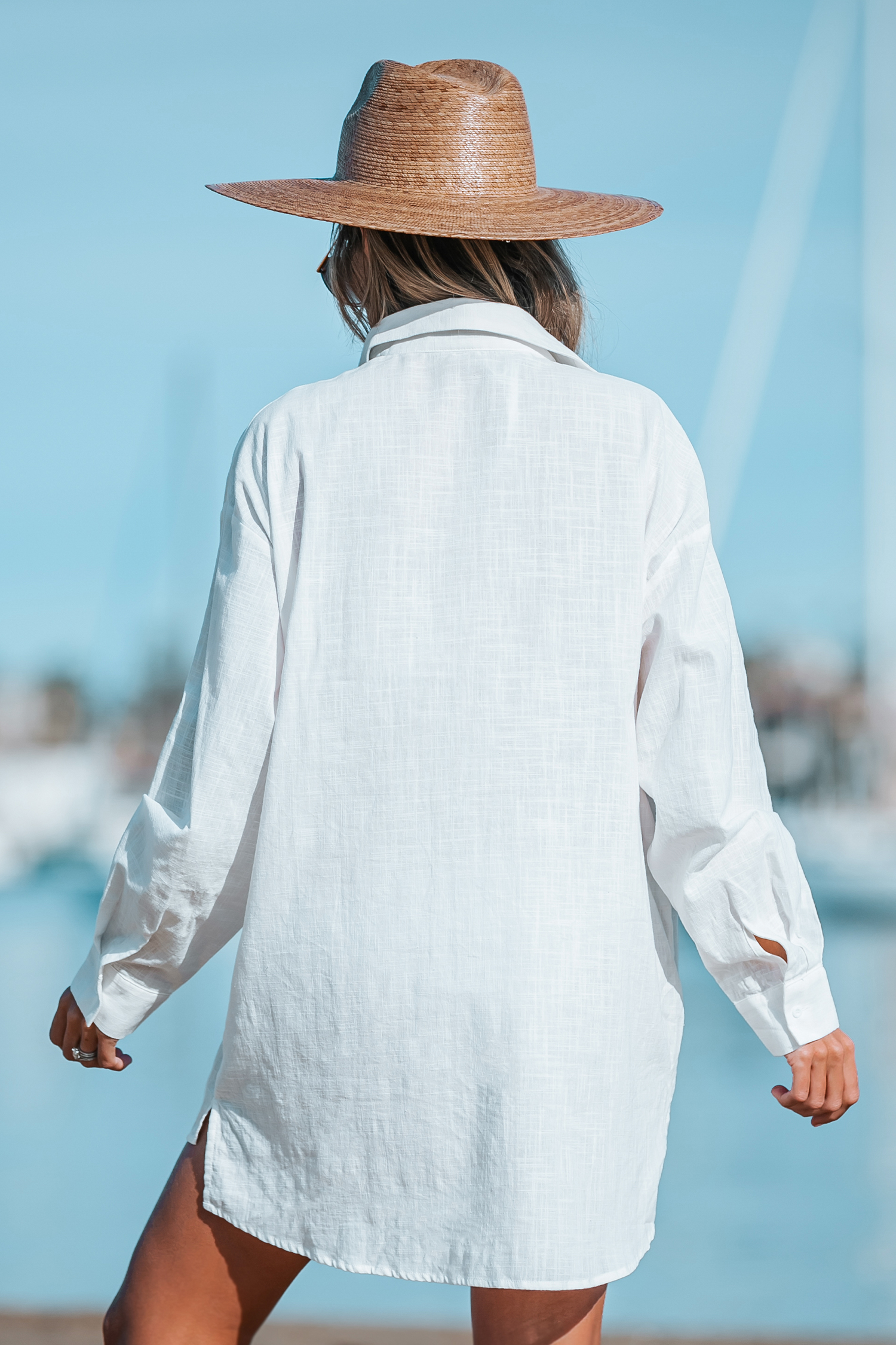 Robe chemise cover up à manches longues