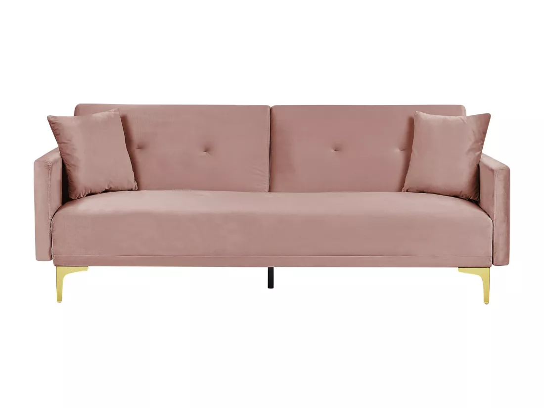 Canapé convertible 3 places en velours rose LUCAN