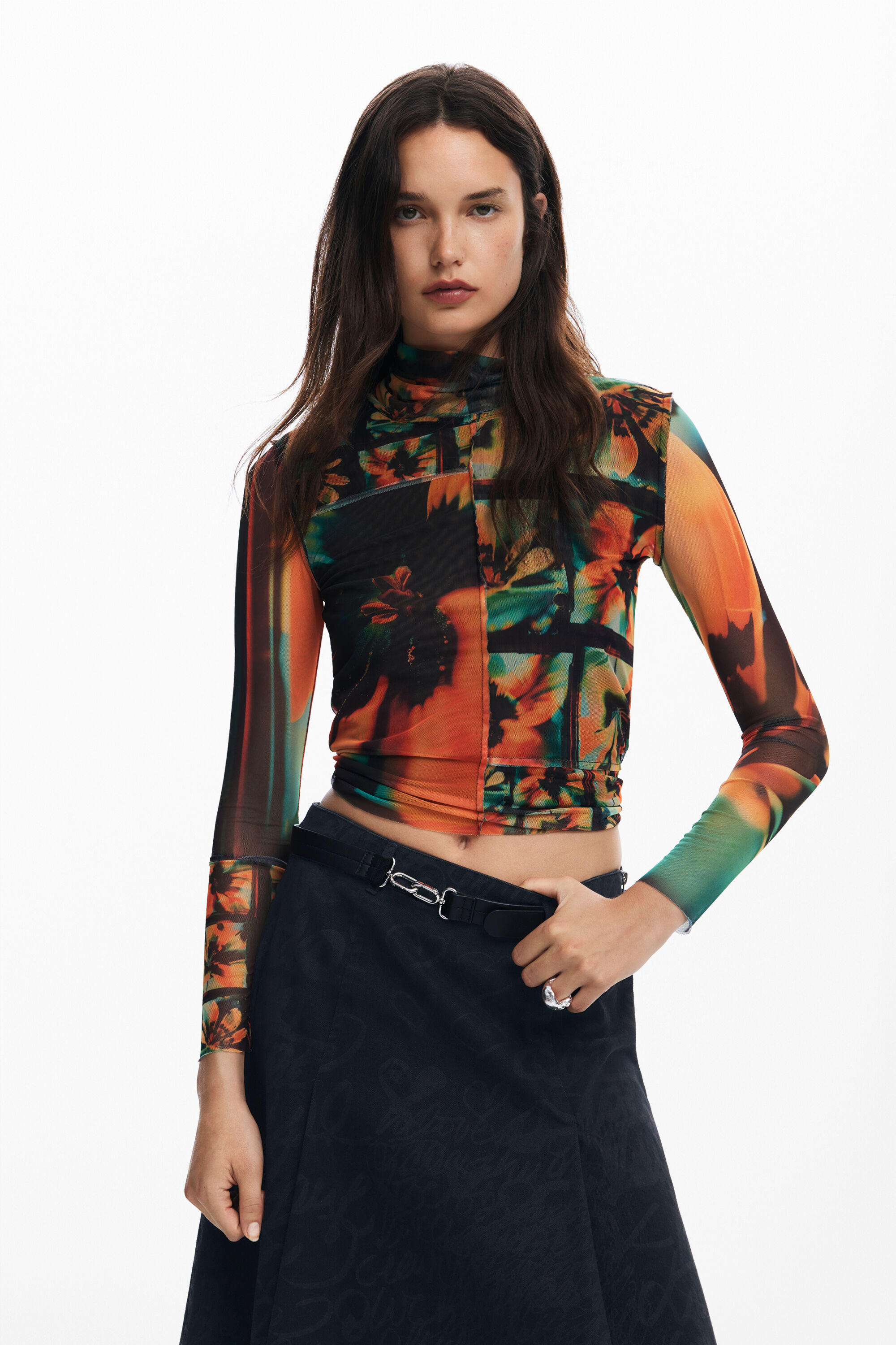 Camiseta de tule estampada